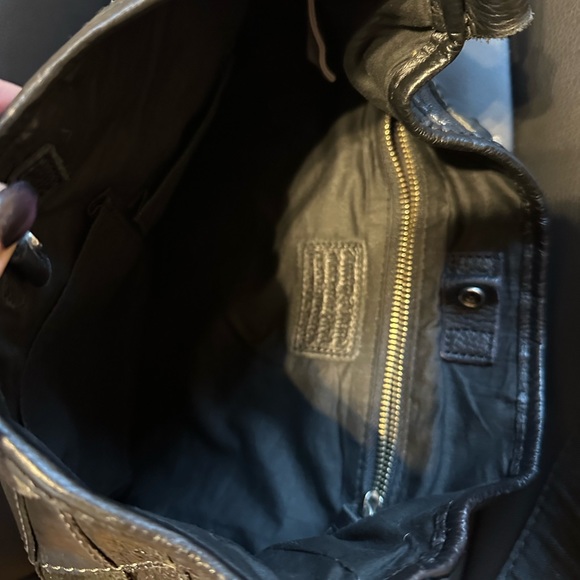 Vintage Lucky brand black and grey leather and suede patchwork hobo. - Picture 4 of 6